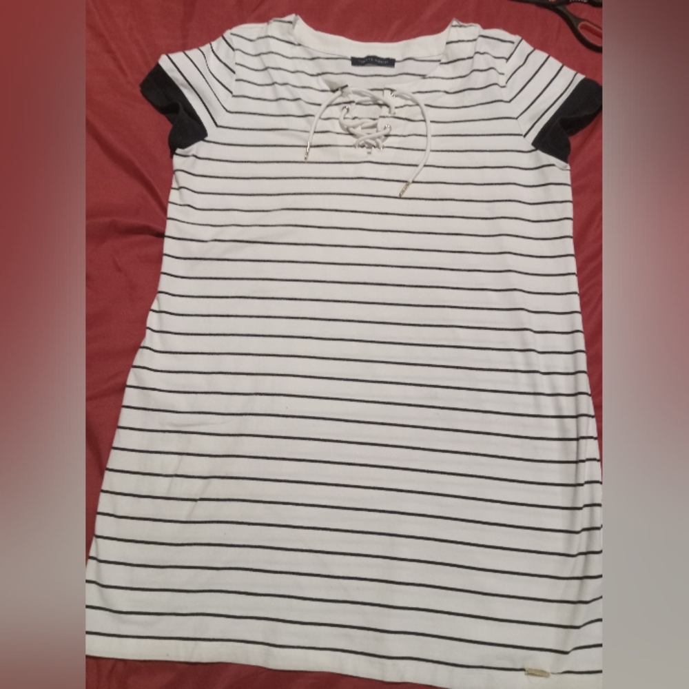 Tommy Hilfiger Black and White Striped Mini Dress